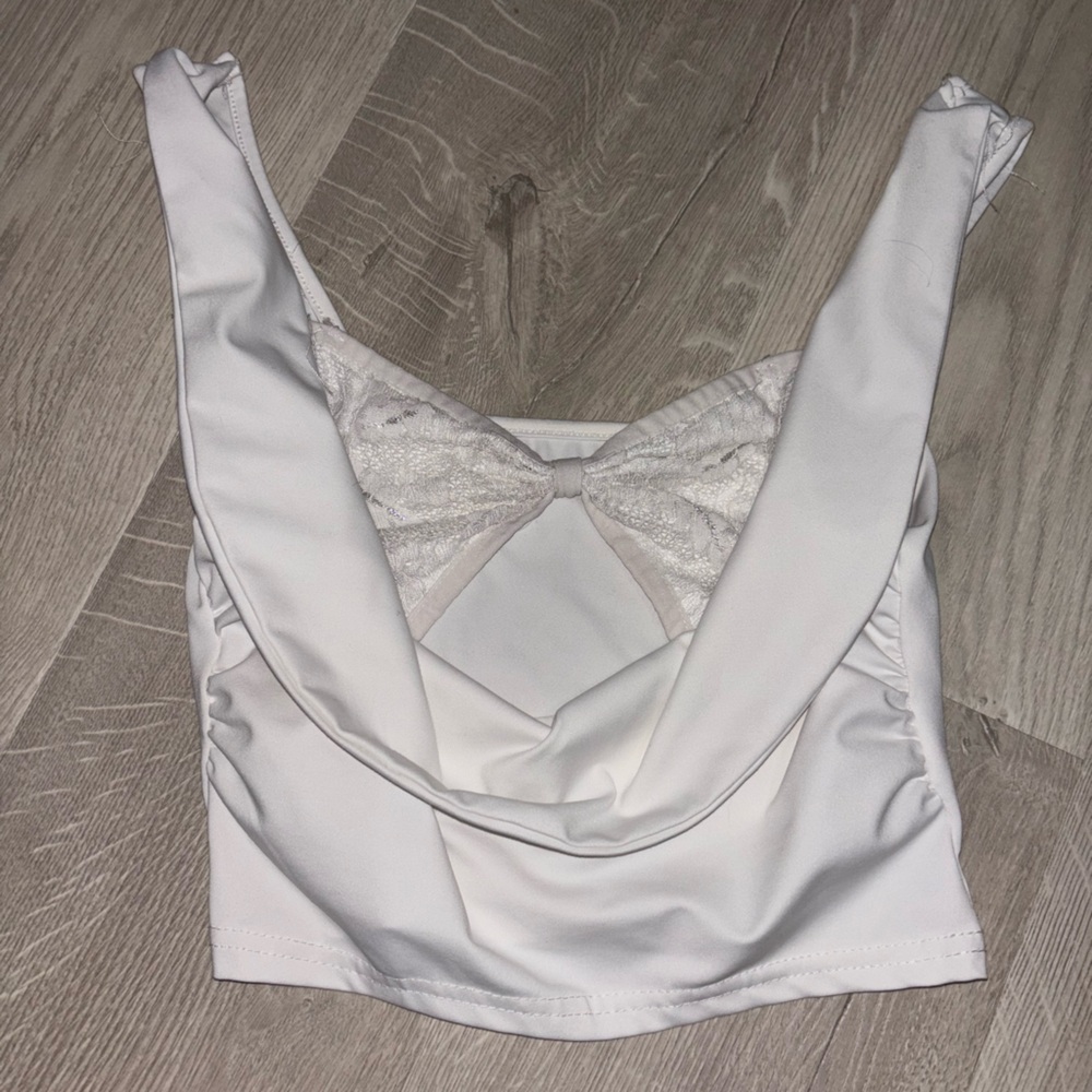 White tank with attached under lace bra